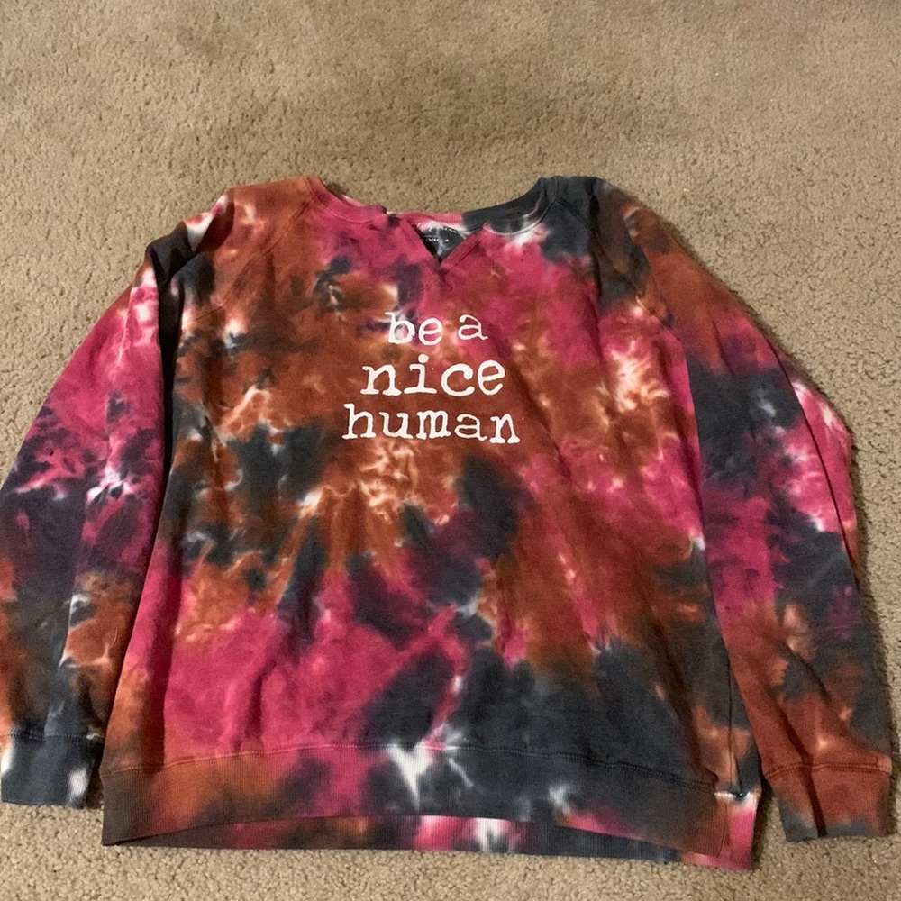 Pink brown blue tie-dye sweater